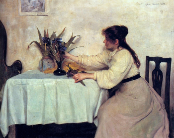 Эдвин Харрис. Уход за ирисами. Холст, масло. 61х76. 1897. Центр обновления искусства (Art Renewal Center).