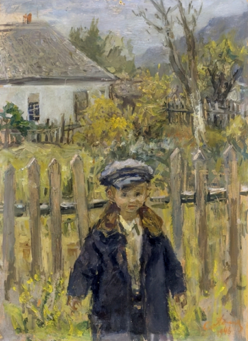Адливанкин Самуил Яковлевич. Мальчик у забора. Картон, масло. 37х26,5. 1946. Художественная культура Русского Севера.