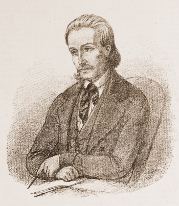 Вацлав Кроупа. Портрет Адольфа Косарека (Adolf Kosárek). Иллюстрация из журнала `Светозор`. 1884.