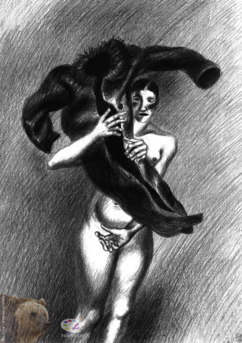 Резникова Юлия Георгиевна. Женщина с пальто. Бумага, карандаш. 28х40. 2000.