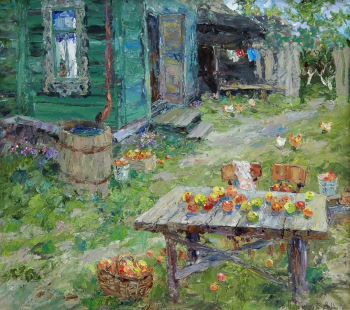 Полянский Борис Иванович. Яблочный Спас. Картон, масло. 41,5х50. 2011. Унечская картинная галерея.