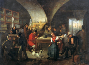 Астрахов Василий Егорович (Георгиевич). В погребке. Холст, масло. 1850. Национальный музей искусств имени Гапара Айтиева.