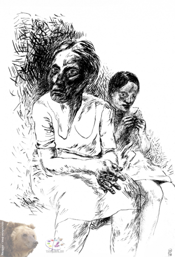 Резникова Юлия Георгиевна. Луч Солнца. Бумага, тушь. 29х42. 1998.