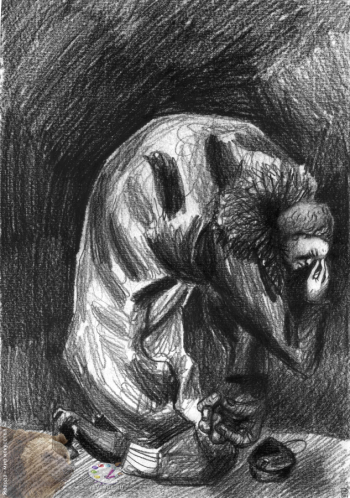 Резникова Юлия Георгиевна. Молитва. Бумага, карандаш. 24х35. 2001.
