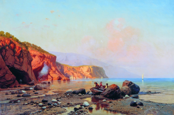 Мещерский Арсений Иванович. Морской пейзаж. Холст, масло. 82х123. 1871. Архангельский областной музей изобразительных искусств.