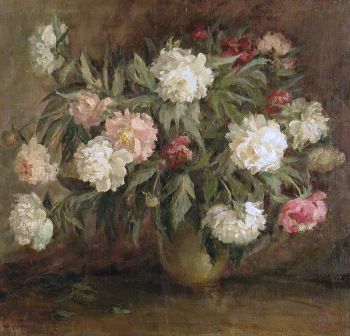 Хрусталёва София Ивановна. Пионы. Холст, масло. 65х54. 1945. Вологодская областная картинная галерея.