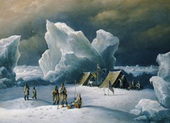 Ричард Бриджес Бичи. Самый северный лагерь капитана Маркхэма. Бумага, масло. 22,8х34,3. 19 век. Национальный морской музей (Великобритания).