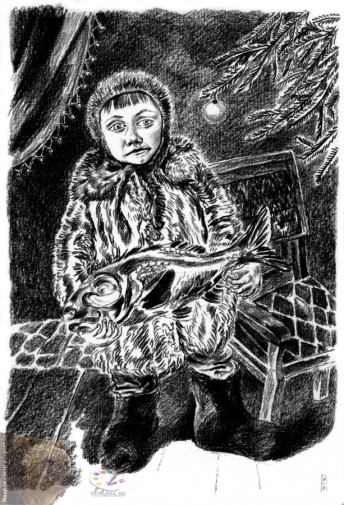 Резникова Юлия Георгиевна. Новый год. Бумага, карандаш. 26х33. 2001.