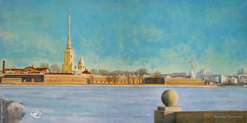 Порозина Марина Валерьевна. Мартовское Солнце. Петропавловская крепость. Питер. Холст, масло. 40х80. 2017. Собрание художницы.