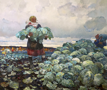 Неясов Василий Андреевич. Осень. Капустница. Холст, масло. 136х159. 1980. Челябинский государственный музей изобразительных искусств.