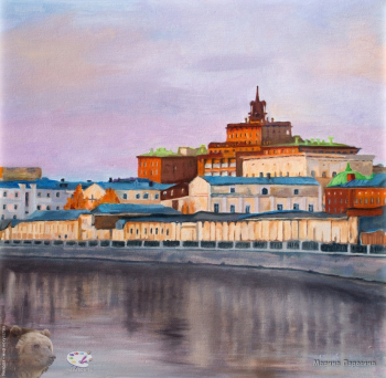 Порозина Марина Валерьевна. Садовническая набережная в Москве. Холст, масло. 40х40. 2014-2019. Собрание художницы.