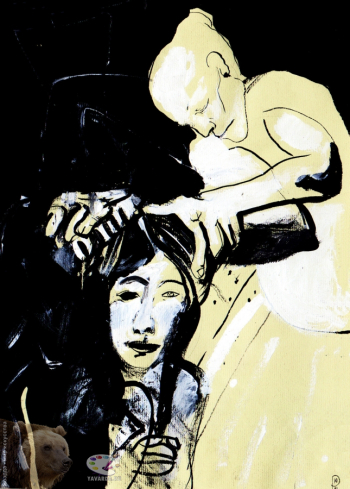 Резникова Юлия Георгиевна. Причёска. Бумага, тушь. 25х34. 2001.
