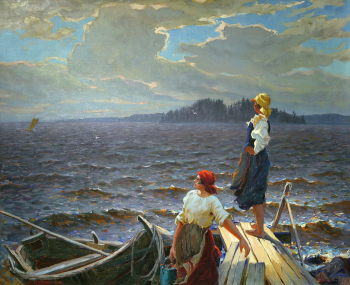 Федорович Владимир Николаевич. На мостках. Холст, масло. 1923. Частная коллекция.