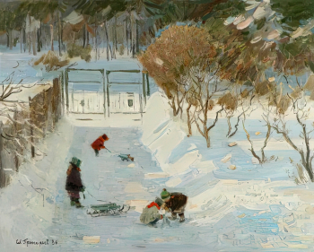 Григорьев Сергей Алексеевич. Зимка. Холст, масло. 81х100. 1986. Калининградский областной музей изобразительных искусств.