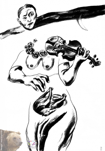 Резникова Юлия Георгиевна. Скрипачка. Бумага, карандаш. 22х25. 2000.