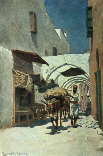 Чарльз Веллингтон Фёрлонг. Триполи, торговые врата. Иллюстрация. 1909. Книга `Врата Сахары`.