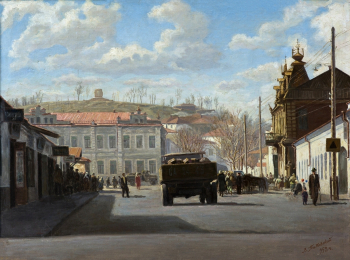 Титовский Виктор Пантелеймонович. Улица Горького в Ставрополе. Холст, масло. 63х84,5. 1952. Ставропольский краевой музей изобразительных искусств.