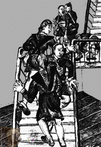 Резникова Юлия Георгиевна. Школьная лестница. Бумага, тушь. 22х32. 1999.