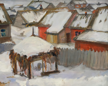 Константинов Иван Иванович. Двор Ермаковых. Картон, масло. 40х50,2. 1919. Саратовский государственный художественный музей имени А.Н.Радищева.