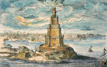 Иоганн Бернхард Фишер фон Эрлах. Александрийский маяк. Бумага, гравюра. 1721.