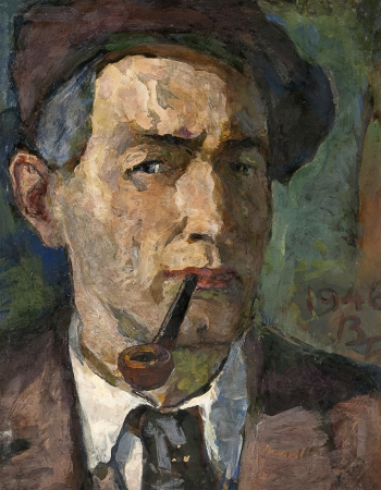 Белкин Вениамин Павлович. Автопортрет. Бумага, масло. 30,5х22,5. 1946. Государственный Русский музей.