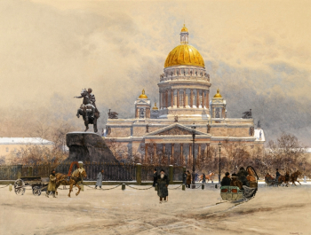 Франц Копаллик. Исаакиевский Кафедральный собор. Бумага, акварель, гуашь. 56х75. Частная коллекция.