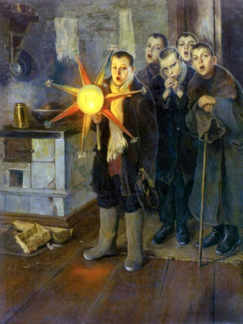 Пимоненко Николай Корнилович. Колядки. Холст, масло. 170х130. 1880-е. Донецкий республиканский художественный музей.