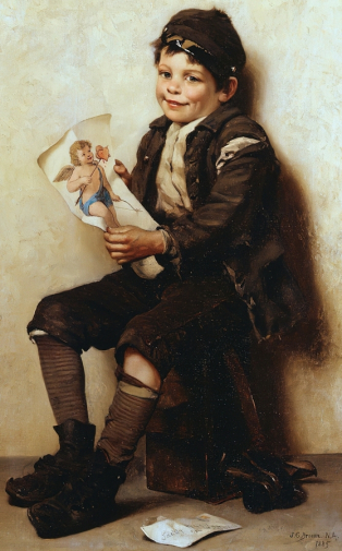 Джон Джордж Браун. Валентинка Пэдди. Холст, масло. 1885. Частная коллекция.