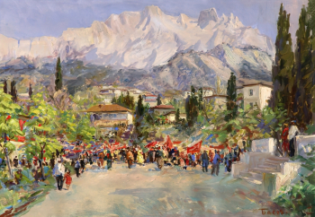 Басов Яков Александрович. Праздник в Алупке. Холст, масло. 60х80. 1955. Алупкинский дворцово-парковый музей-заповедник.