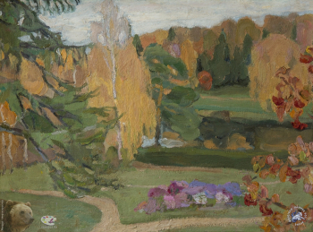 Хрустачёв Николай Иванович. Ахтырка. Поместье Трубецких. Картон, масло. 24х32. 1907. Частное собрание.