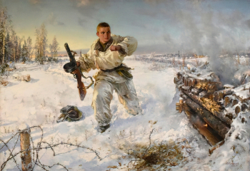 Памфилов Владимир Евгеньевич. Александр Матросов. Холст, масло. 128х188. 1953-1954. Центральный музей Вооруженных Сил Российской Федерации.