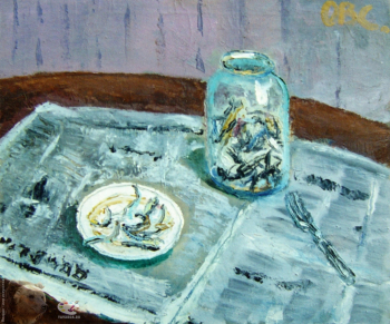 Овсянников Сергей Николаевич (ОВС). Солёные рыбки. Холст, масло. 50х60. 1996. Частное собрание.
