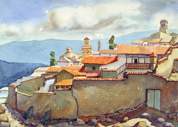 Альфредо Да Сильва. Вид Потоси. Бумага, акварель. 1955. Частная коллекция.