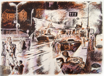Дурасов Лев Петрович. Август 1991 года. Бумага, цветная автолитография. 41х58. 1991. Авторское собрание.