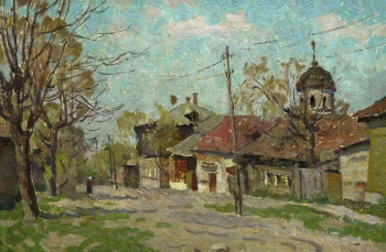 Унковский Андрей Алексеевич. В Кашире. Картон, масло. 34,5х49,5. 1991. Историко-краеведческий музей (Бородино).