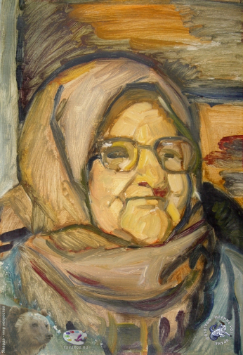 Дурасов Лев Петрович. Варвара Афанасьевна Жукова. Картон, масло. 64х43. 1986. Авторское собрание.