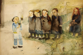 Гумилина Антонина Михайловна. Китаянка. Бумага, акварель. 27х43. Частная коллекция.
