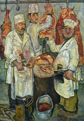 Чагелишвили Анзор Тарасович. Мясники. Холст, масло. 172х122. 1969. Музей изобразительных искусств (Комсомольск-на-Амуре).