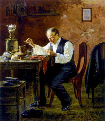 Башилов Яков Степанович. Орден получил. Холст, масло. 44х38. До 1874 года. Донецкий республиканский художественный музей.