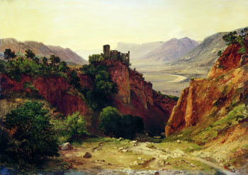 Герц Константин Карлович. Развалины Брунненбурга на Рейне. Холст, масло. 35х46. 19 век. Государственная Третьяковская галерея.