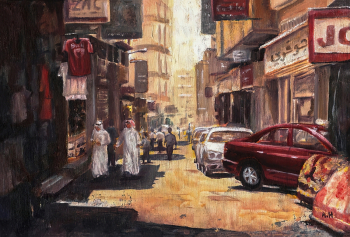 Амани Аль Хиджри. Улица в Манаме. Холст, масло. Частная коллекция.