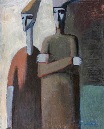 Шаповал Сергей Вячеславович. Два колдуна. Оргалит, масло. 72х58,3. 1989. Дальневосточный художественный музей.