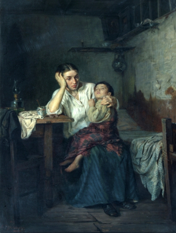 Турлыгин Яков Прокопьевич. Без средств к жизни. Холст, масло. 97,2х69,5. 1882. Государственная Третьяковская галерея.