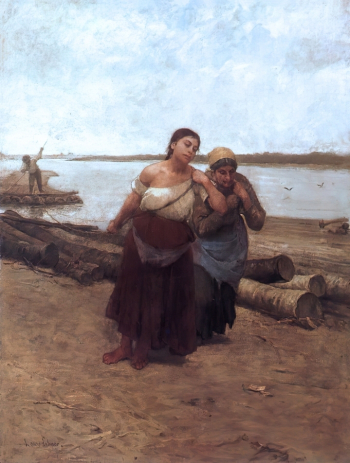 Лайош Деак-Эбнер. Бурлачки. Холст, масло. 131,5х98. 1885. Венгерская национальная галерея.