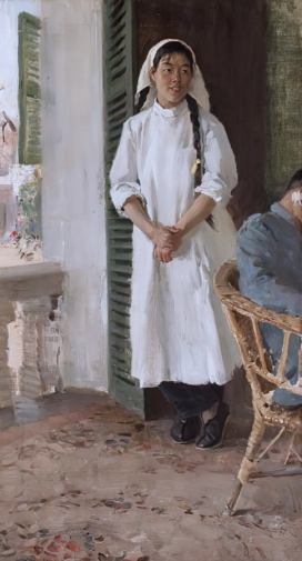 Максимов Константин Мефодьевич. Китайская медсестра. Холст, масло. 76х42. 1957. Волгоградский музей изобразительных искусств имени И.И.Машкова.