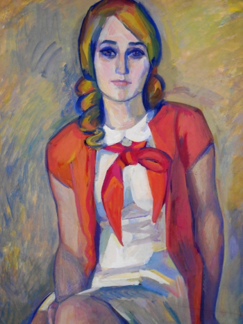 Павлов Борис Сергеевич. Пионервожатая. Картон, темпера. 68х46. 1973. Литературно-краеведческий музей Константина Бальмонта.