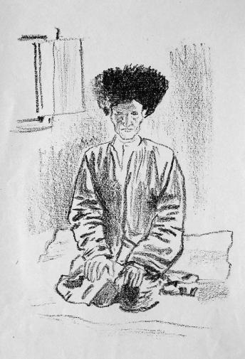 Шишов Александр Николаевич. Сидящий горец. Бумага, литография. 36,2х27,6. 1930-е. Картинная галерея (Красноармейск).