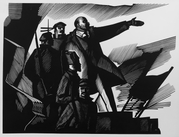 Бисти Дмитрий Спиридонович. В.И.Ленин на броневике. Бумага, линогравюра. 56х71. 1970. Севастопольский художественный музей имени Михаила Павловича Крошицкого.