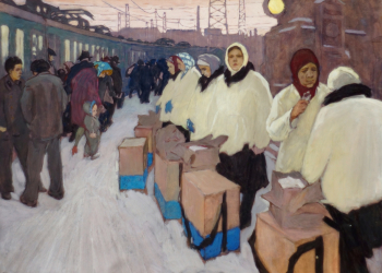 Атланов Юрий Михайлович. Мороженщицы. Бумага, гуашь. 76х90. 1959. Кабардино-Балкарский музей изобразительных искусств имени А.Л.Ткаченко.