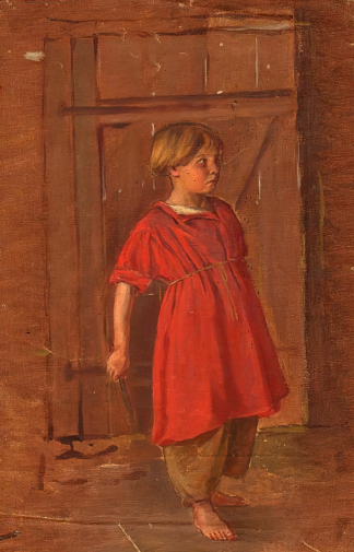 Симов Виктор Андреевич. Девочка в красном платье. Холст, масло. 35х22. 1894. Музей Московского Художественного академического театра.